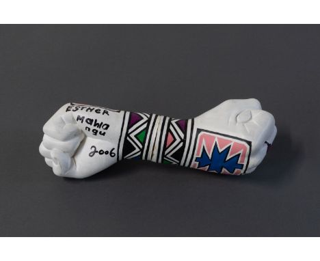 the sculpture is signed and dated 2006; the poster is signed and numbered 36/45 acrylic on two adjoining mannequin hands with
