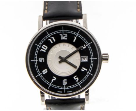 Reference number 7045, the 38 mm blue black and steel round dial Arabic numeral hour markers, calibrated outer ring, date ape