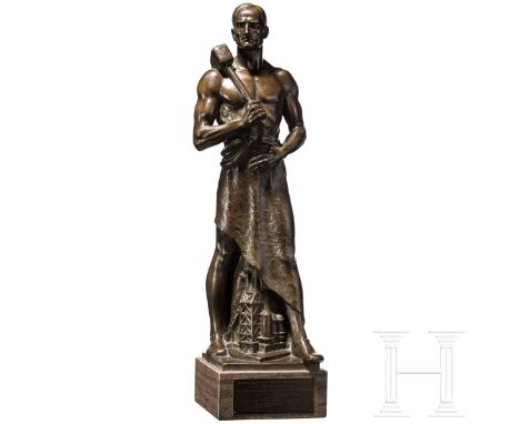 Großer Bronze-Schmied, wohl Hans Retzbach (1887 - 1976), datiert 1948, Geschenk an Heinrich Köhler (Württemberg-Baden)  Bronz