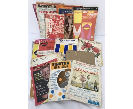 A quantity of vintage sheet music and music books. To include: The Sound of Music, Sinatra Sings again, Cole Porter folio and