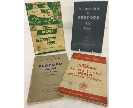 4 vintage vehicle instruction books. Comprising: Ford Thames 10CWT, Ford Thames 30CWT 2,3 and 4 ton models, Bedford TA range 