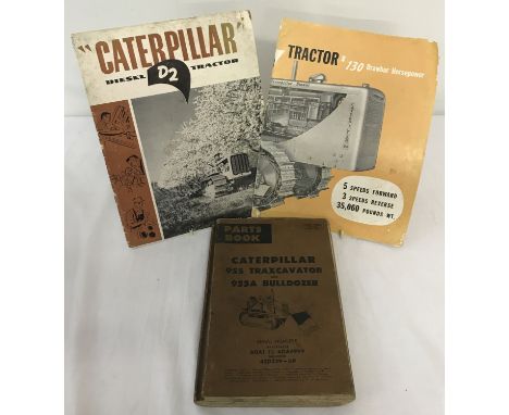 2 vintage "Caterpillar" tractor leaflets together with a parts books for 955 Traxcavator and 955A Bulldozer. 