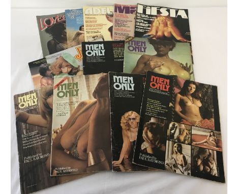 13 various vintage adult erotic magazines, to include Men Only and Lovebirds.  