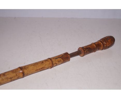 Carved bamboo sword stick Total length 89 cm 