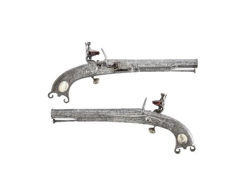 A Pair Of Scottish 20-Bore Flintlock All-Metal Belt PistolsBy John Murdoch Of Doune, Mid-18th CenturyWith four-stage barrels 