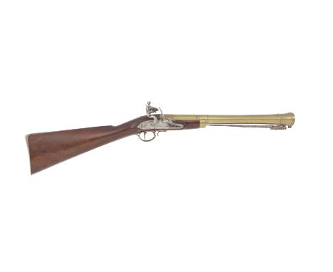 A Brass-Barrelled Flintlock Blunderbuss With Spring Bayonet Mounted BeneathBy C. Grierson, London, Late 18th/Early 19th Centu