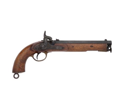 A Rare 25-Bore Percussion 1856 Pattern Rifled Service Pistol Dated 1857With blackened leaf-sighted barrel rifled with five wi