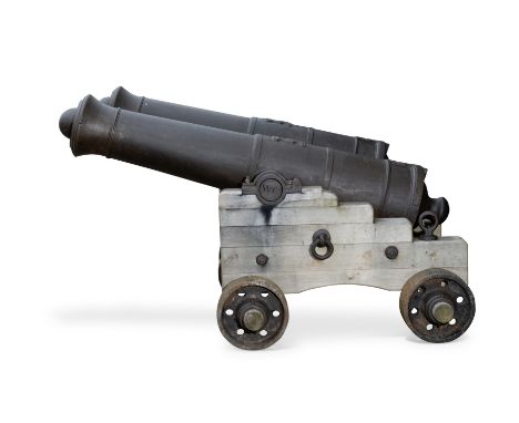 An Impressive Pair Of 12 PDR. Cast-Iron CannonBy Walker &amp; Co. of Rotherham, Nos. 87 And 145, Late 18th CenturyEach of tap