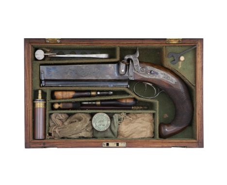 A Fine And Rare Cased 25-Bore Percussion Over-And-Under Travelling Or Howdah PistolBy Sam.L &amp; C. Smith, London, Circa 184