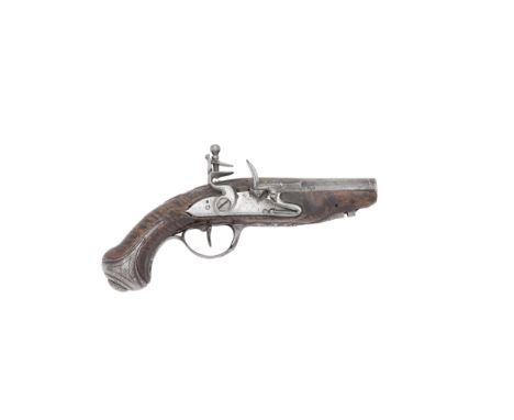 A Small French 50-Bore Flintlock Overcoat PistolMid-18th CenturyWith barrel and octagonal breech retaining some punched and g