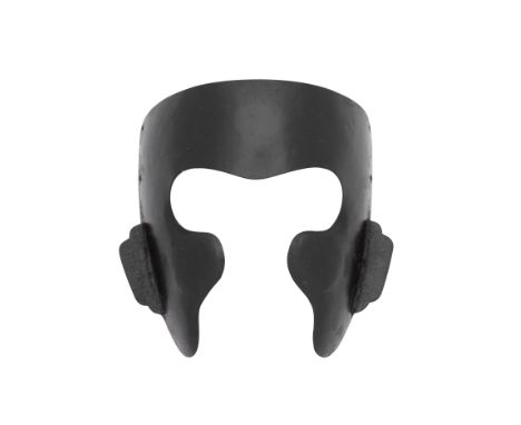 A HappuriUnsignedOf black lacquered iron with cheek defences, standing flanges for arrow deflection, and pierced for cord att