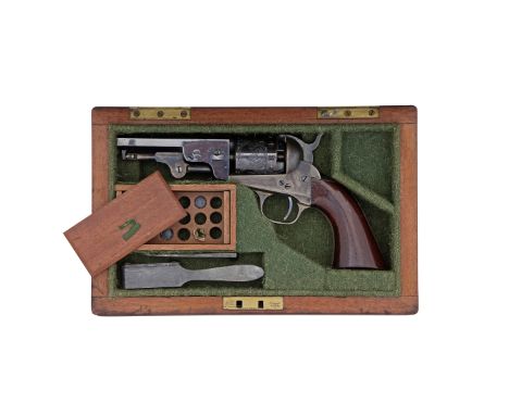 An Exceptional Cased .36 Percussion Manhattan Series IV Five-Shot RevolverNo. 68855, Circa 1865With blued sighted barrel (lig