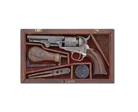 A Cased Colt 1849 Model Pocket Percussion RevolverNo. 88067 For 1854With blued octagonal sighted barrel with two line New Yor