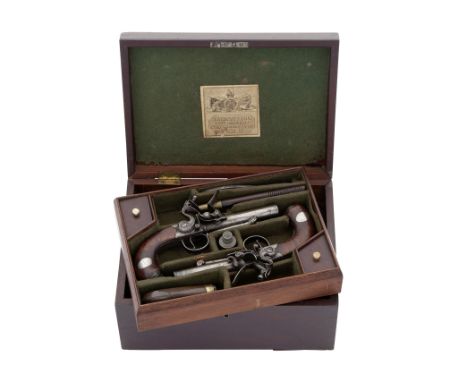 A Rare And Unusually Cased Pair Of 40-Bore Flintlock Rifled Turn-Off Belt Pistols With The Crest Of The Dukes Of RutlandBy Ta