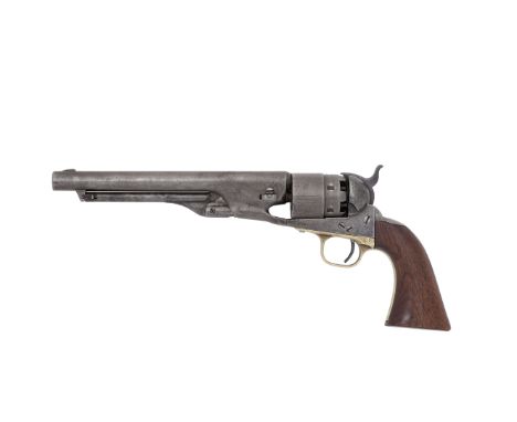 A Colt 1860 Model Army Percussion Revolver No. 131572 For 1863With sighted barrel with New-York address, rebated cylinder ori