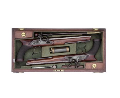 A Very Fine Cased Pair Of 32-Bore Saw-Handled Flintlock Duelling Pistols By H.W. Mortimer &amp; Son, 89 Fleet St.t., London, 