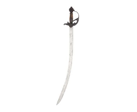An Unusual 'Mortuary' Hilted Sabre Circa 1640With bright curved blade (minor rust patination) double-edged towards the point 