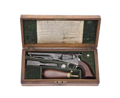 A Cased 1862 Model Police Percussion RevolverNo. 13791 For 1862With blued sighted barrel with New-York address, blued fluted 