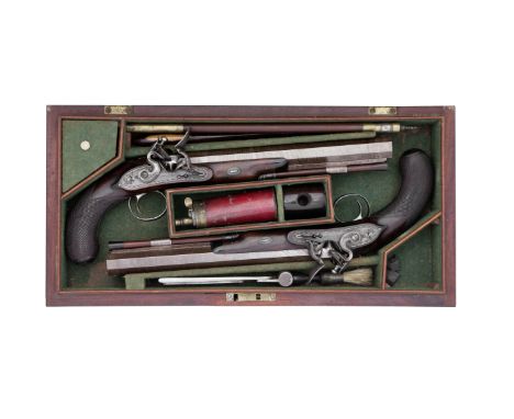 A Fine Cased Pair Of 40-Bore Flintlock Duelling Pistols By Joseph Manton, London, No. 4261 For 1807With rebrowned twist octag