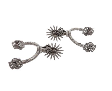 A Pair Of Spanish Or Mexican Rowel SpursEarly 18th Century Or LaterOf iron, each with heel-band rounded on the outside and ch