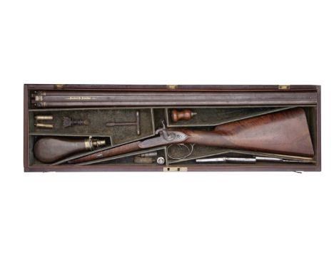 A Rare Cased 17-Bore Percussion D.B. Sporting Gun By Beckwith, London, No. 1924, Circa 1810Converted from sliding primer, wit