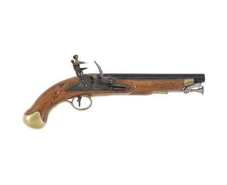 A 25-Bore Flintlock William IV 1824 Pattern Sea Service PistolCirca 1830With blackened barrel and tang, border engraved case-