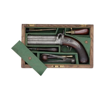 A Cased Irish 31-Bore Percussion Rifled Over-And-Under Single-Trigger PistolBy Trulock &amp; Son, 9 Dawson St., Dublin, Circa