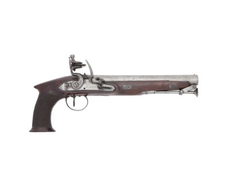 A Flintlock Saw-Handled Rifled Officer's Pistol Of Carbine BoreBy E. Baker, London, Early 19th CenturyWith sighted barrel sig