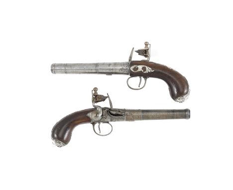 A Pair Of 32-Bore Flintlock Silver-Mounted Turn-Off PistolsBy W. Birkell, London, Circa 1745, London Hallmarks And Maker's Ma