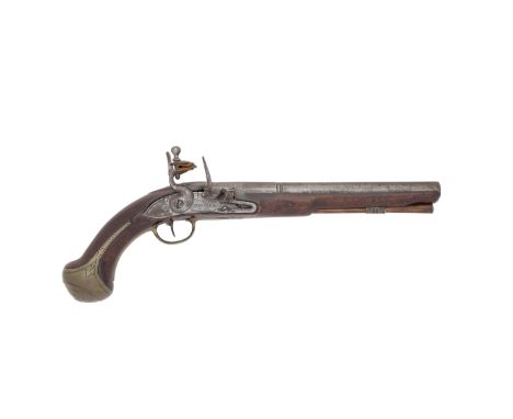A 20-Bore Flintlock Brass-Mounted Pistol By R. Welford Of London, Circa 1720-30With two-stage barrel, plain tang, signed bord