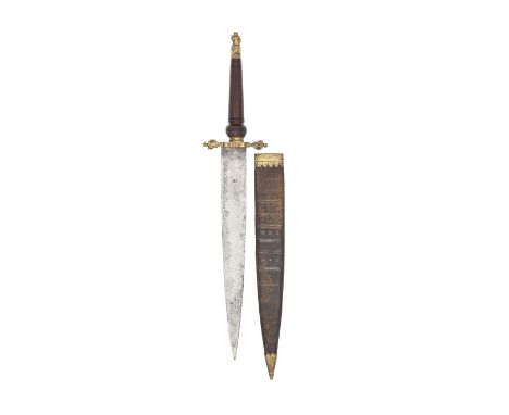 A Fine English Plug Bayonet With Fire-Gilt Mounts Late 17th CenturyWith sharply tapering blade (some pitting) double-edged to