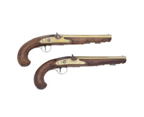 A Pair Of 28-Bore Percussion Silver-Mounted Pistols With Brass Barrels And LocksBy Ketland &amp; Co., London, Birmingham Silv