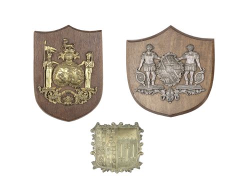 Three Carriage Badges Early 19th CenturyThe first of ormolu cast, pierced and chased with the arms of Sir Richard Jenkins (17