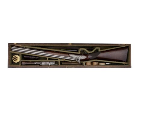 A Very Rare Cased .400 (70-Bore) Percussion Seven-Barrelled Goose RifleBy H. Nock, Gun Maker To His Majesty, No. 4518, Circa 