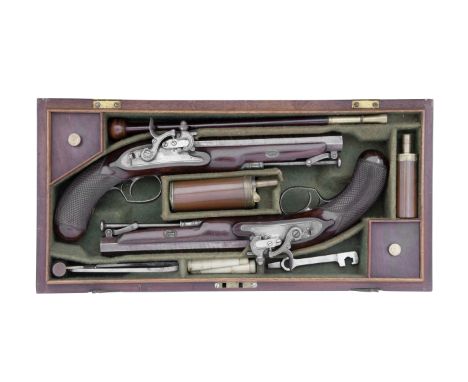 A Fine And Rare Cased Pair Of 18-Bore Forsyth Patent Sliding Primer Officer's PistolsBy Forsyth &amp; Co. Patent Gun Makers, 