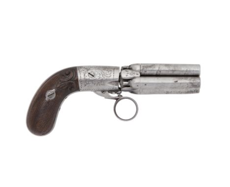 A Liège Percussion Mariette Patent Four-Shot Pepperbox Revolver Of Small BoreNo. 496, Mid-19th CenturyWith twist turn-off bar