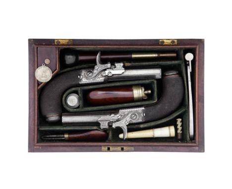 A Very Rare Cased Pair Of 40-Bore Forsyth Patent Sliding Primer Box-Lock Pocket PistolsBy Forsyth &amp; Co., Patent Gun Maker