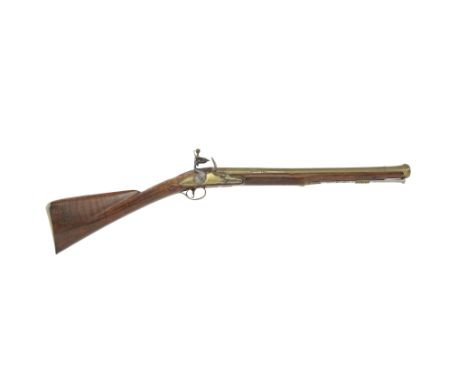 A Flintlock Blunderbuss with Brass Barrel And Lock Signed Brander, London, Circa 1775Reconverted from percussion, with three-