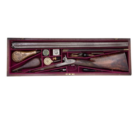 A Cased 13-Bore Percussion D.B. Sporting GunBy Joseph Manton, London, No. 7113 For 1816Rebuilt from flintlock, with rebrowned