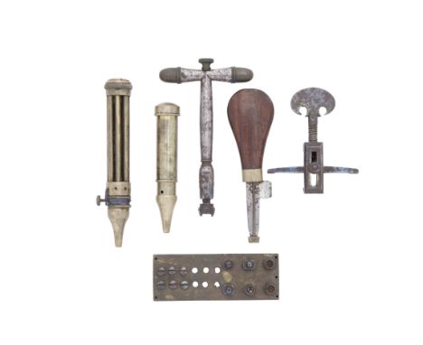 Six Accessories Relating To Antique FirearmsFirst Quarter Of The 19th CenturyComprising two rare brass primers probably for s
