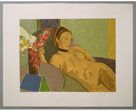 Aldo Salvadori, Italian 1905-2002- Reclining nude; lithograph in colours, signed and numbered 118/200 in pencil, blindstamp, 