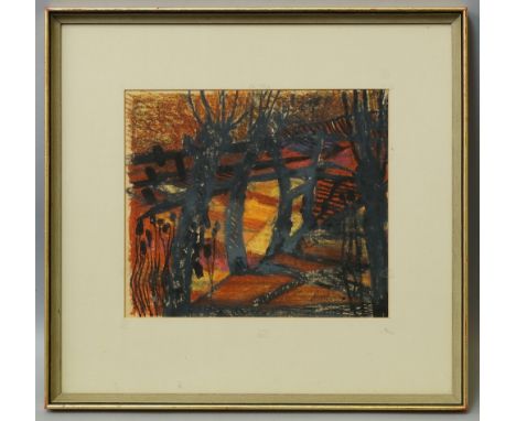 Raymond Martinez, British b.1937- "Sketch, Landscape"; black and coloured crayon and mixed media, signed, 21.5x25cm, (may be 