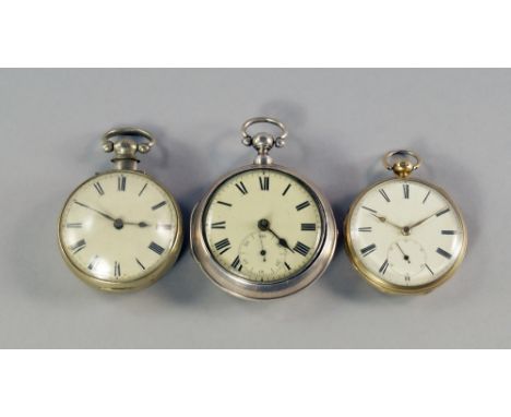 A Victorian silver gilt open face pocket watch, London 1842, white enamel dial and subsidiary seconds, approx 5cm diameter, t