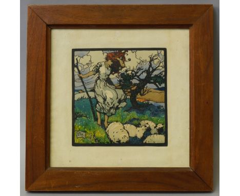 Sybil Tawse, British act. 1900-1940- "Spring"; hand coloured lithograph, signed and dated 11 within the plate, 18.3x17.8cm (V