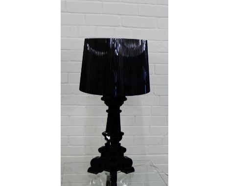 A black gloss Kartell table lamp and shade, height 76cm