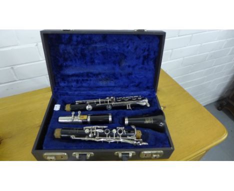 A vintage Boosey &amp; Hawkes, London, Regent clarinet in its fitted case