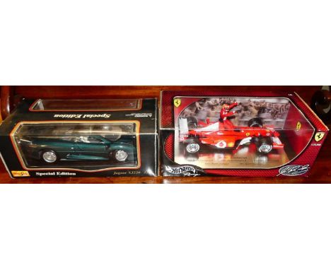 One box containing mixed scale TV related diecasts to include James Bond Aston Martin V12 Vanquish, Michael Schumacher Hot Wh