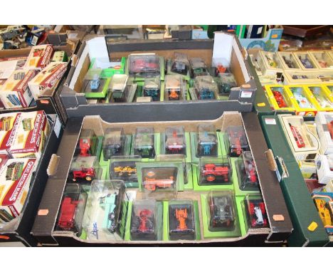 Two trays of Hachette and Siku mixed scale farming diecast miniatures