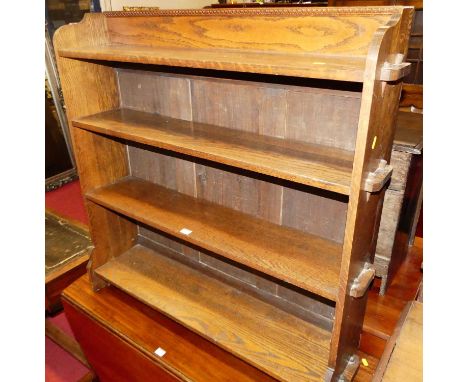 A 1930s oak low four-tier open bookshelf, w.100cmCondition report: Height 102.5cm.Some light marks and general wear only.Ring