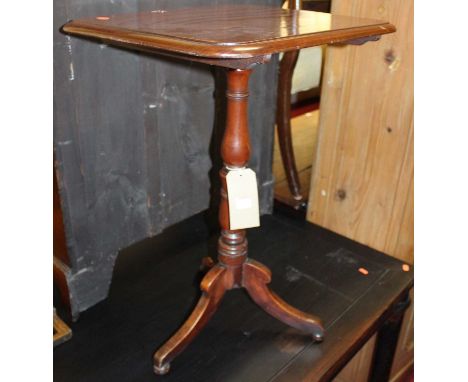 A Victorian mahogany circular tilt-top pedestal tripod occasional table, width 52cm